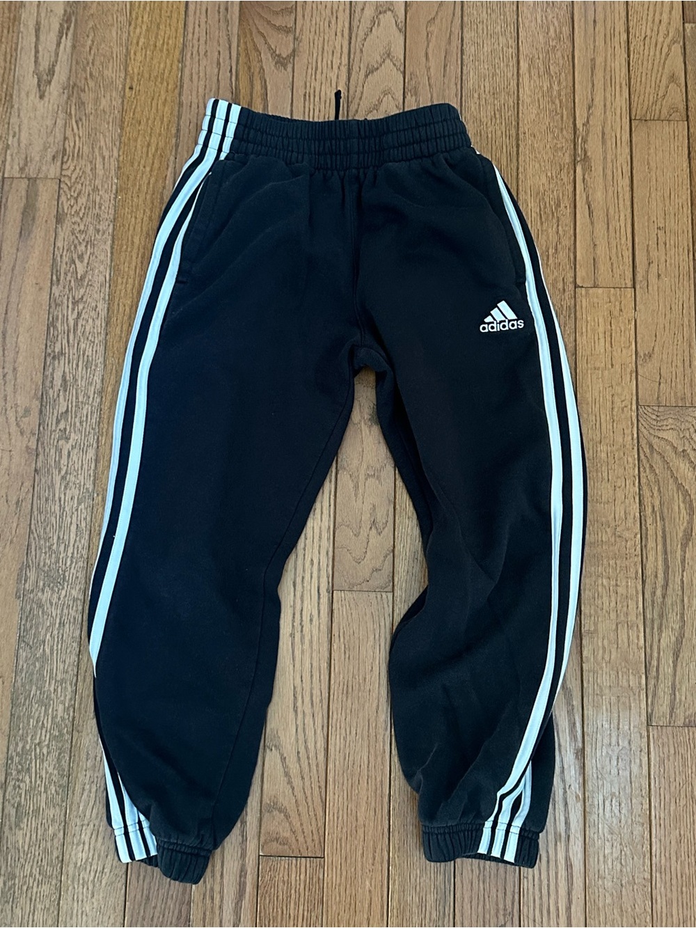 adidas Black Jogger Pants with White Side Stripes